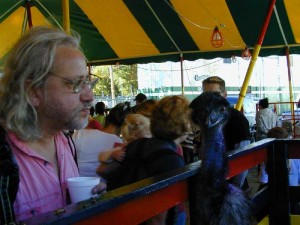 Victor and one of the emus spend some quality time at the Topsfield Fair, 2006.