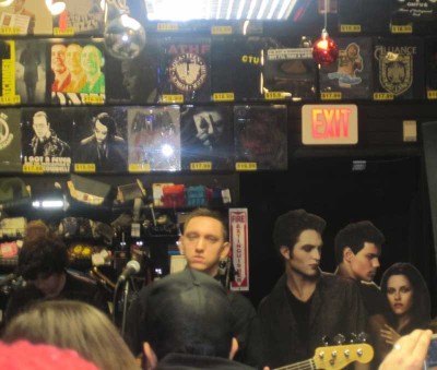 Jamie Smith and Oliver Sim of The xx at Newbury Comics, with their newest members... oh wait, never mind.