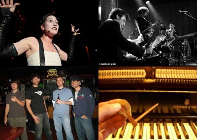 Amanda Palmer in Cabaret (photo by Marcus Stern), Otis Grove (photo by Arthur Shim), The Action Verbs, and wildfowl.