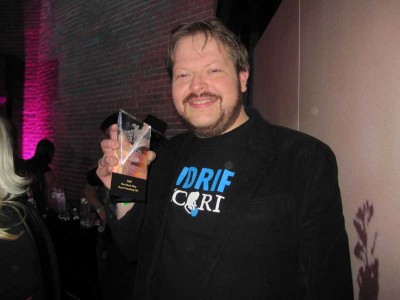 The face of a happy man. Ryan Spaulding poses with his 'Best Music Blog' award for Ryan's Smashing Life.