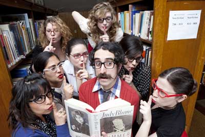 Professor Epstein and his librarians (photo by Kelly Davidson)