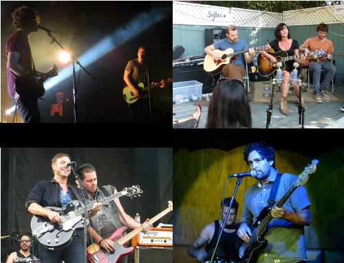 (clockwise from upper left): A blessing to see all my favorites this year - The Henry Clay People, The Happy Hollows, Malcolm Sosa's 123Death and The Airborne Toxic Event